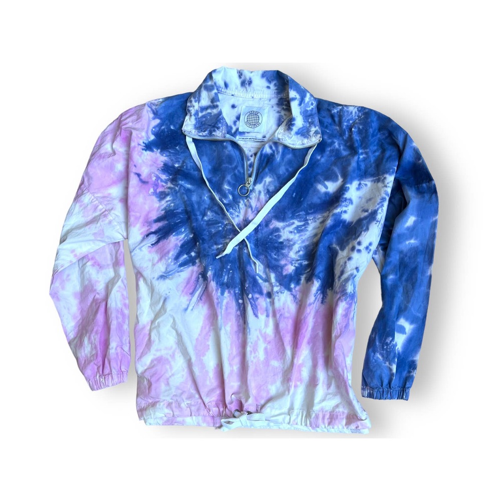 UO Cristal Anorak Tie Dye Cinched Drawstring Pullover Windbreaker - Picture 5 of 13